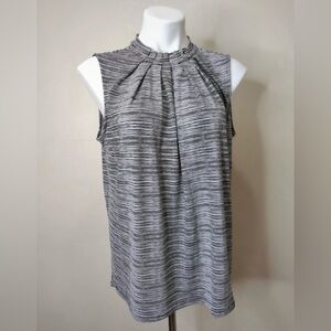 ELLE Sleeveless Striped Mock Neck Blouse Size M